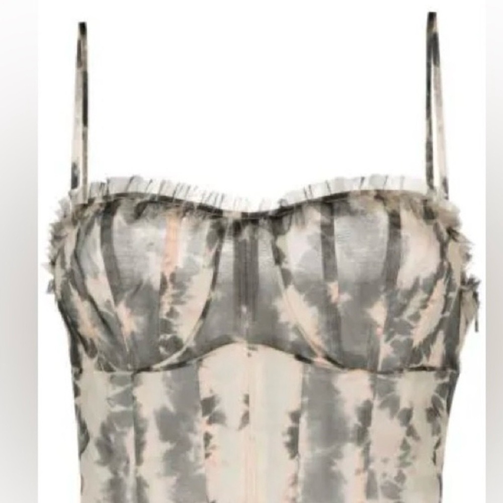 Ulla Johnson Iris Bustier Corset Silk printed silk tie dyed Crop Top